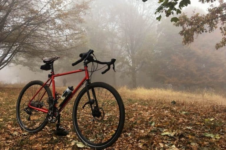 biking on gravel